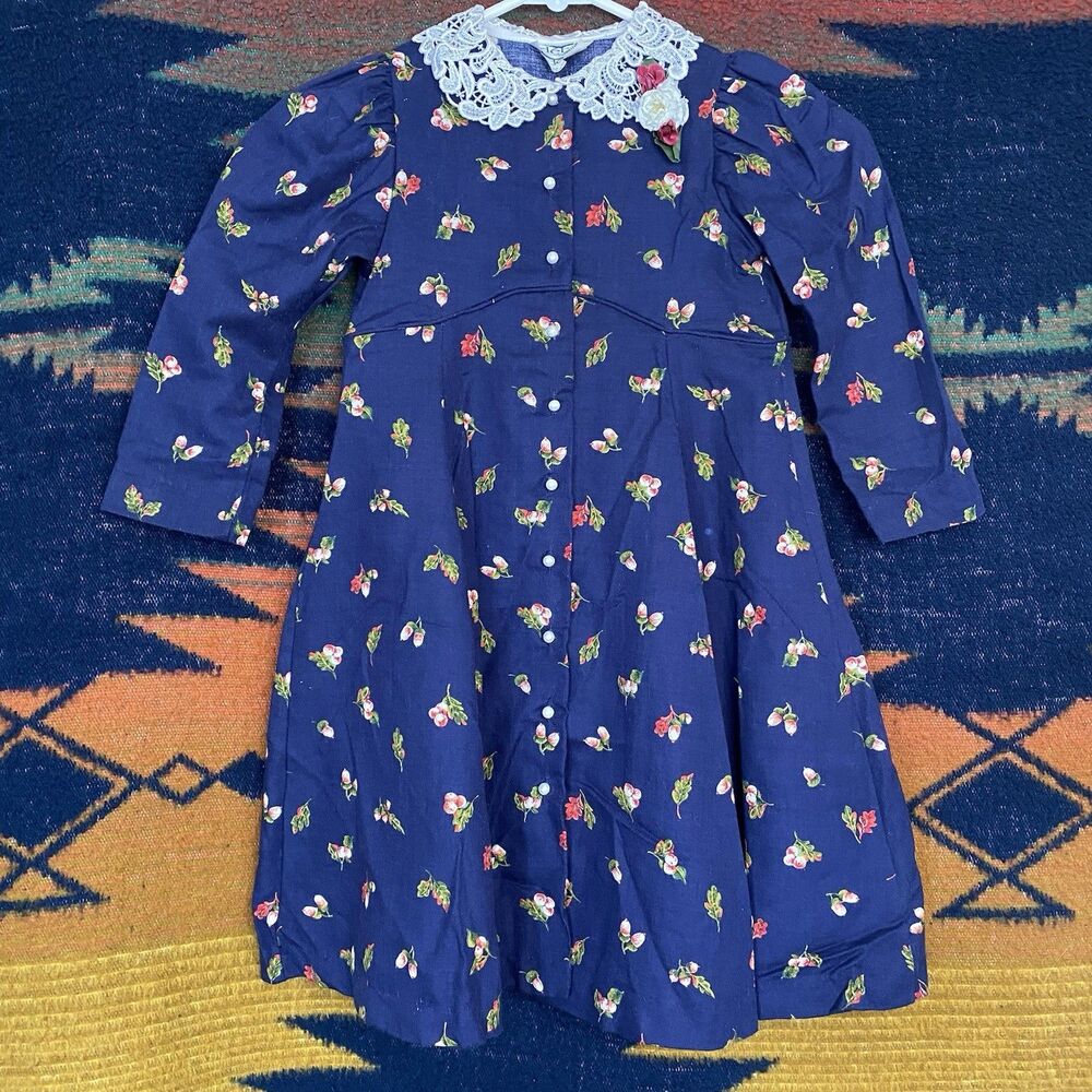 Vintage Debut Girls Dress. Long Sleeve. Floral. USA. Size 4T. Rare. Kidcore.